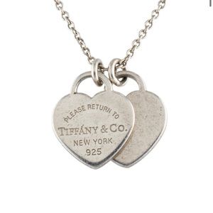 Tiffany and co double heart tag necklace